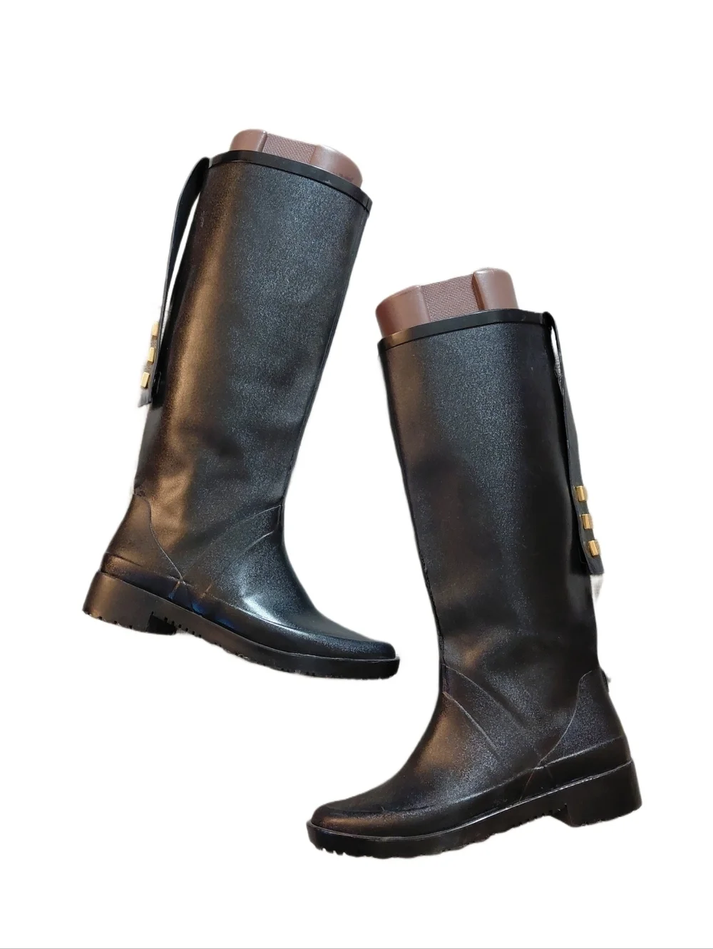 Stuart Weitzman Black Knee High Waterproof Rain Boots Size 6 Riding Boots